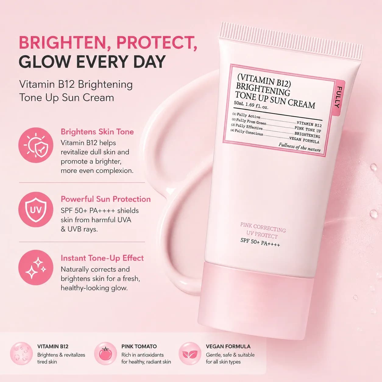FULLY Vitamin B12 Brightening Tone-Up Sun Cream - 50ml