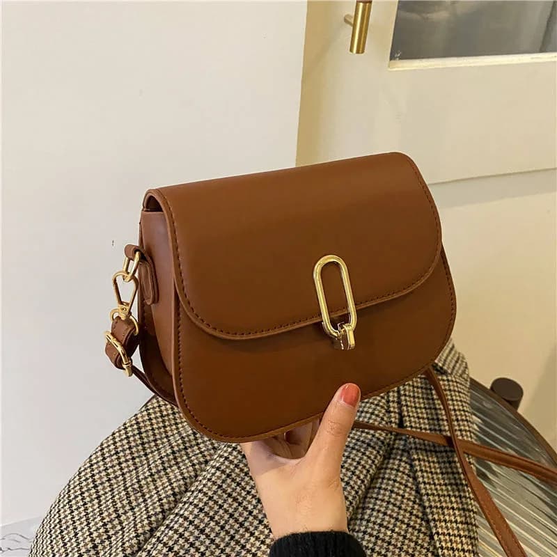 Elegant Brown Flap Shoulder Bag