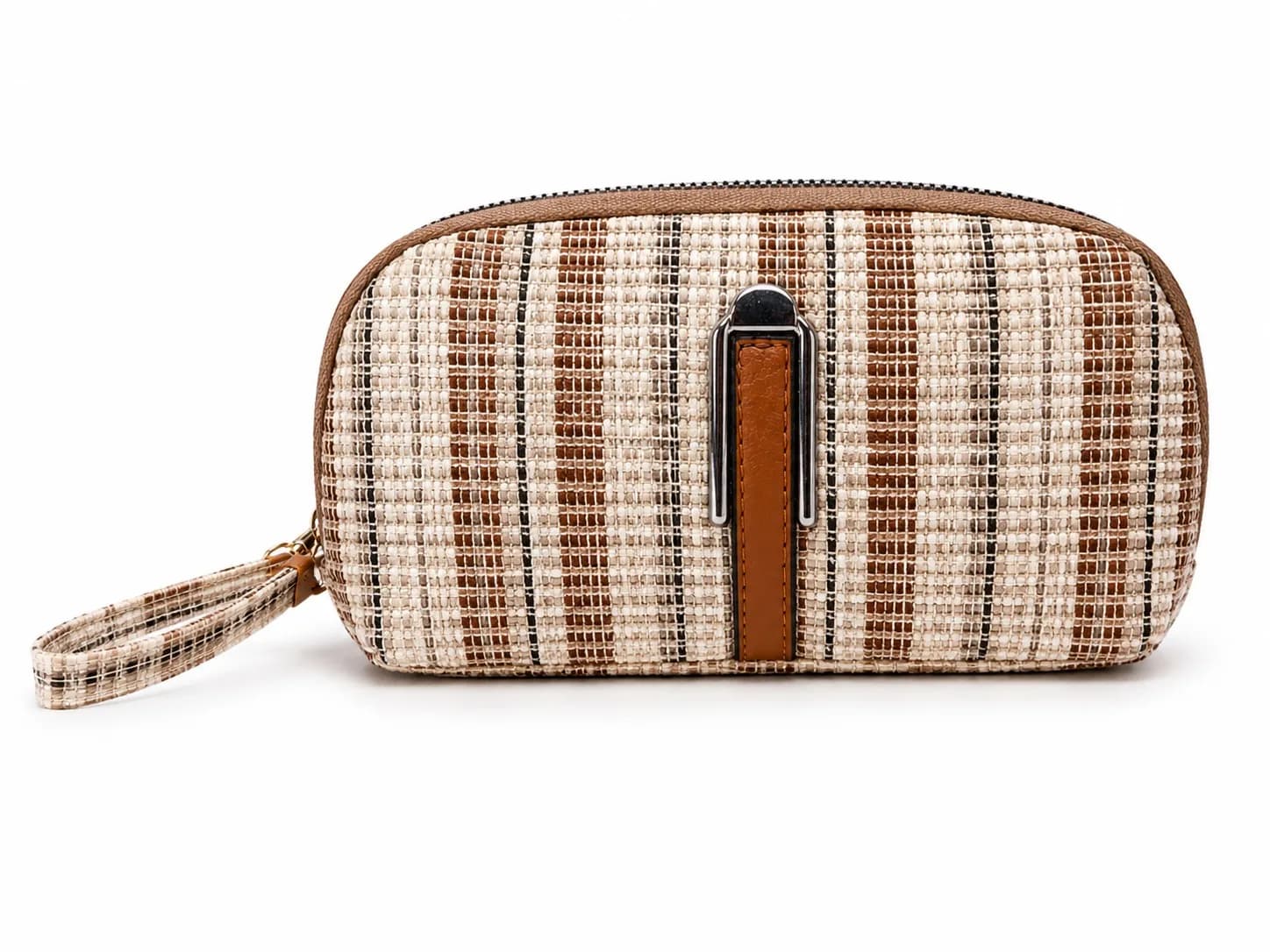 Elegant Plaid Textured Wristlet Clutch