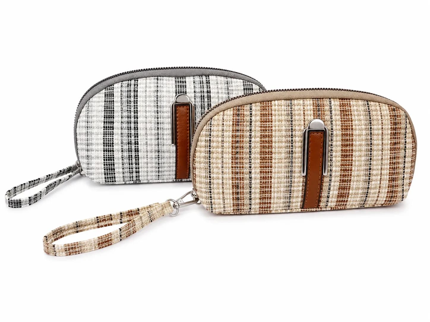 Elegant Plaid Textured Wristlet Clutch
