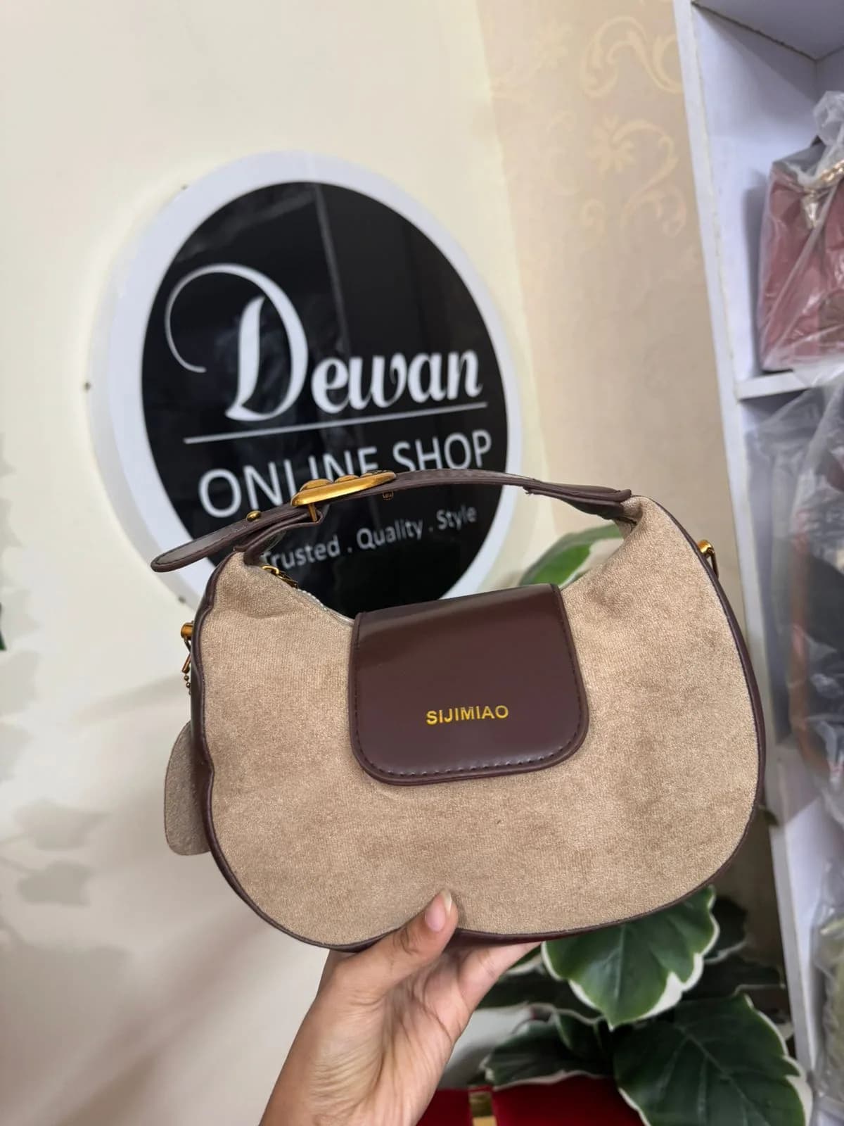 Beige Brown SIJIMIAO Elegant Shoulder Bag