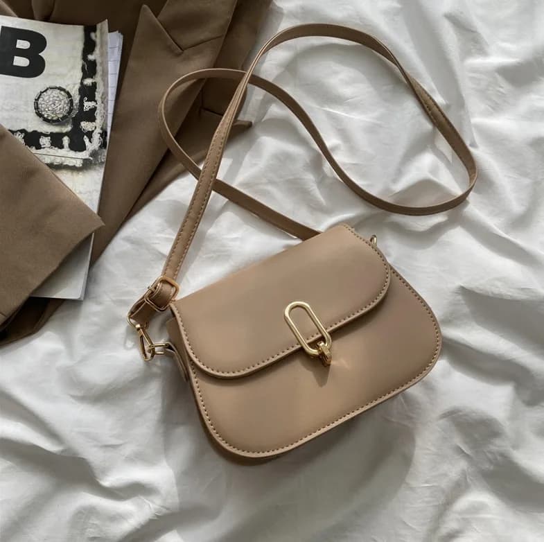 Elegant Brown Flap Shoulder Bag