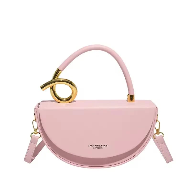 Pink Leather Bow Handle Handbag