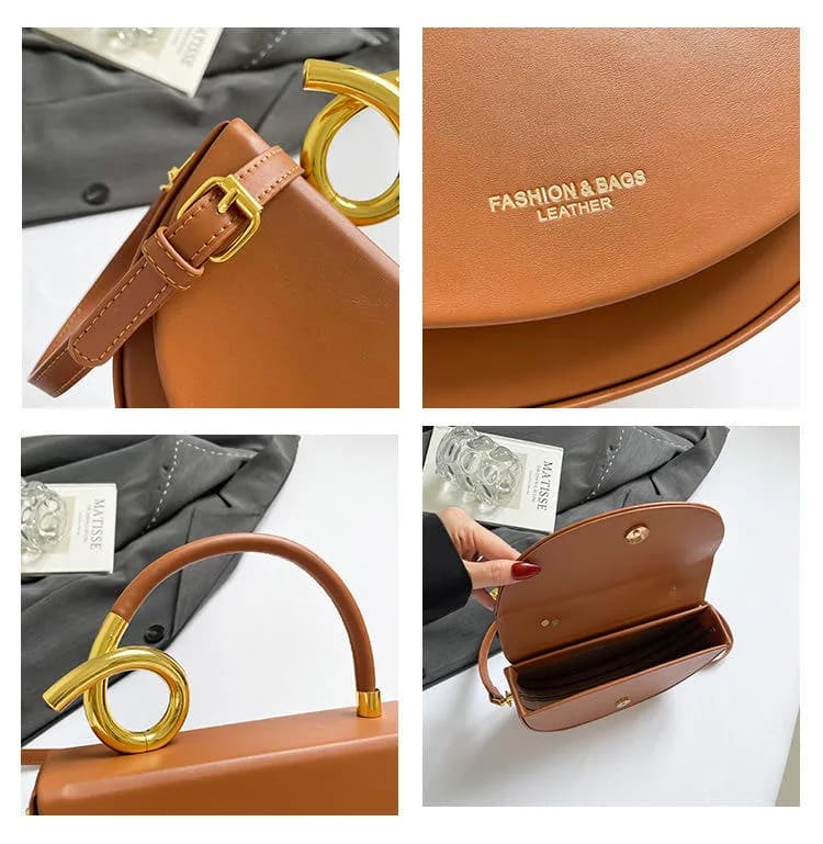Pink Leather Bow Handle Handbag