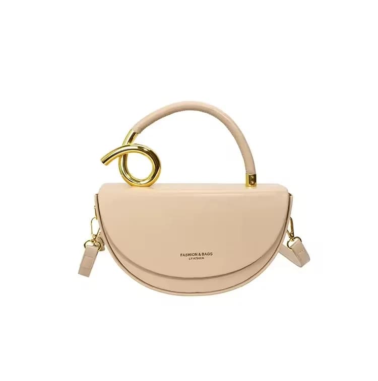 Ivory White Leather Bow Handle Handbag