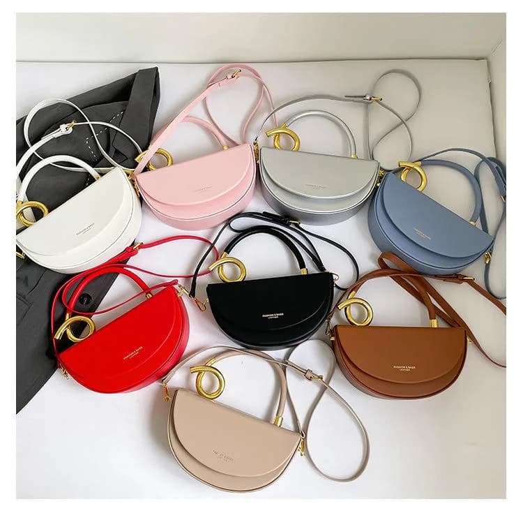 Blue Leather Bow Handle Handbag