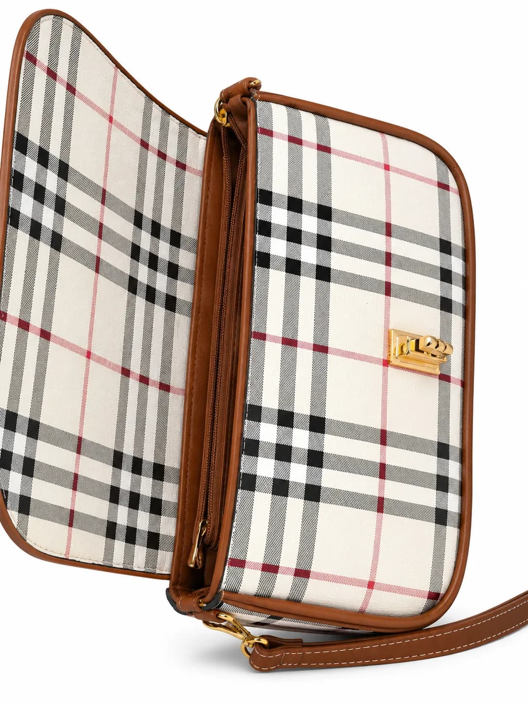 Plaid Leather Crossbody Bag